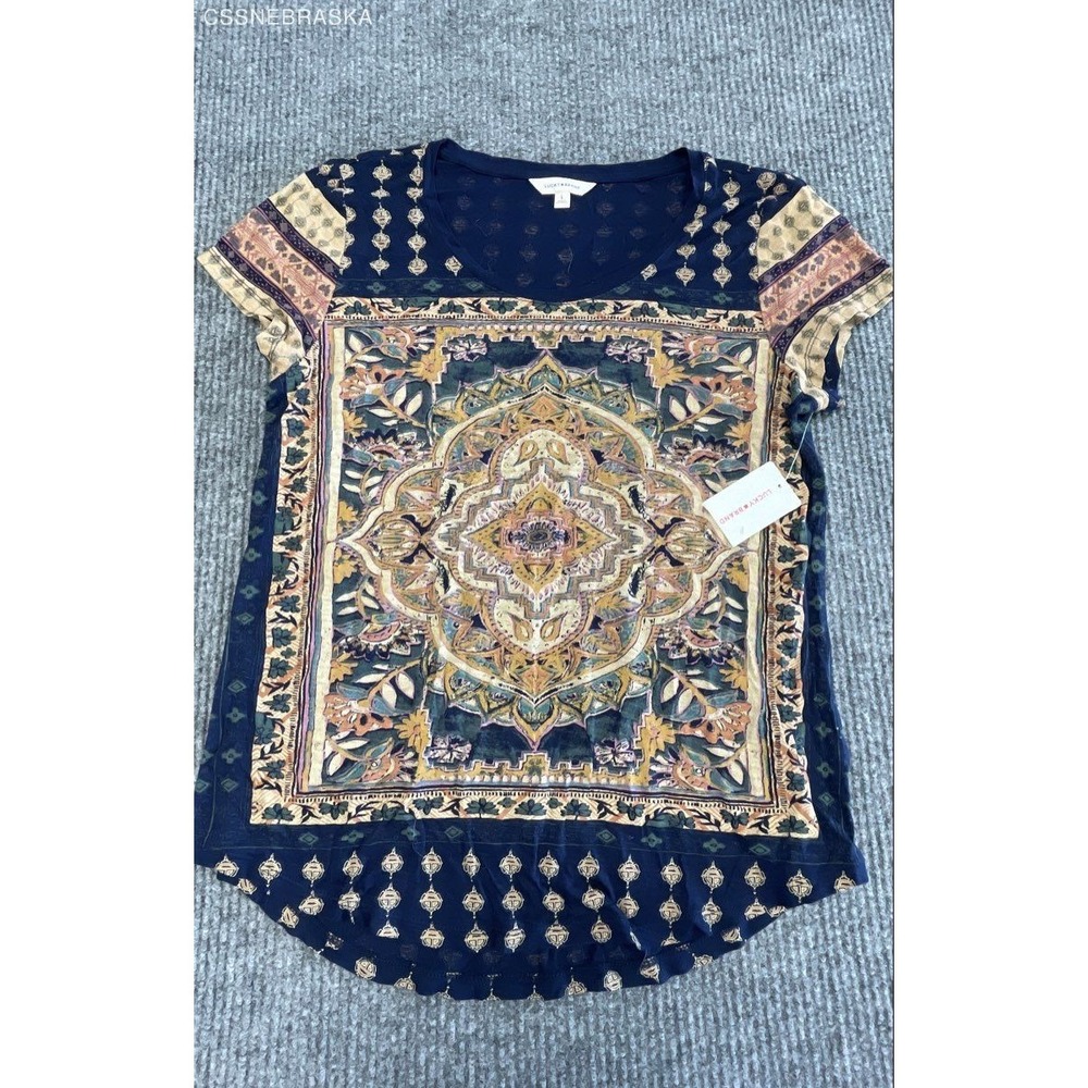 Lucky Brand Multicolor Womens Persian Carpet Tee - Size L